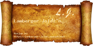 Lamberger Jolán névjegykártya